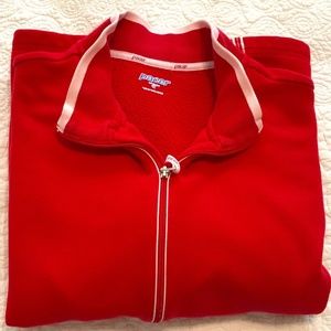 Pacer zip-up red collared sweatshirt jacket with sporty white stripes (2X)